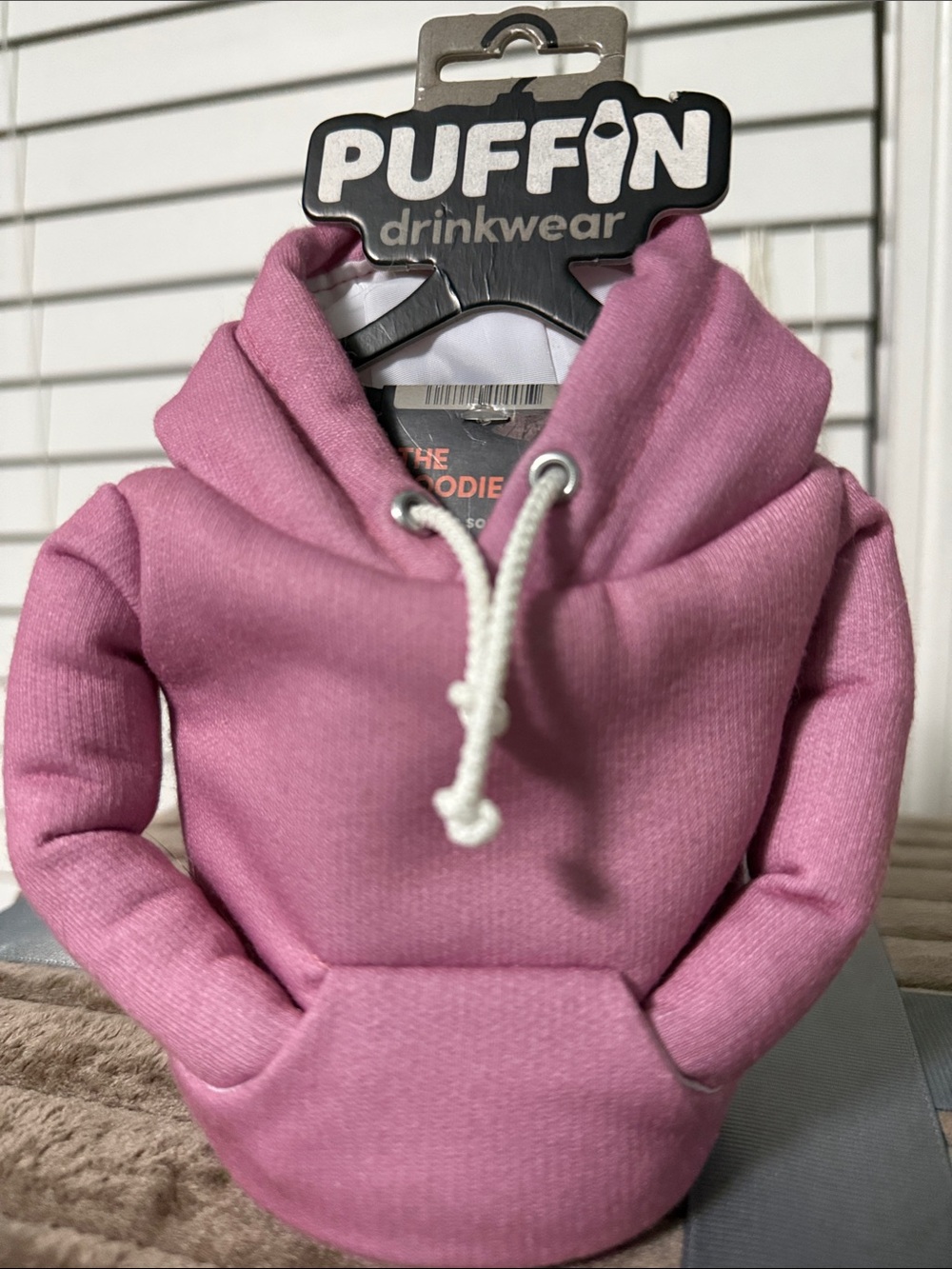 Puffin brand drinkwear -  Pink Hoodie for your can beverage!